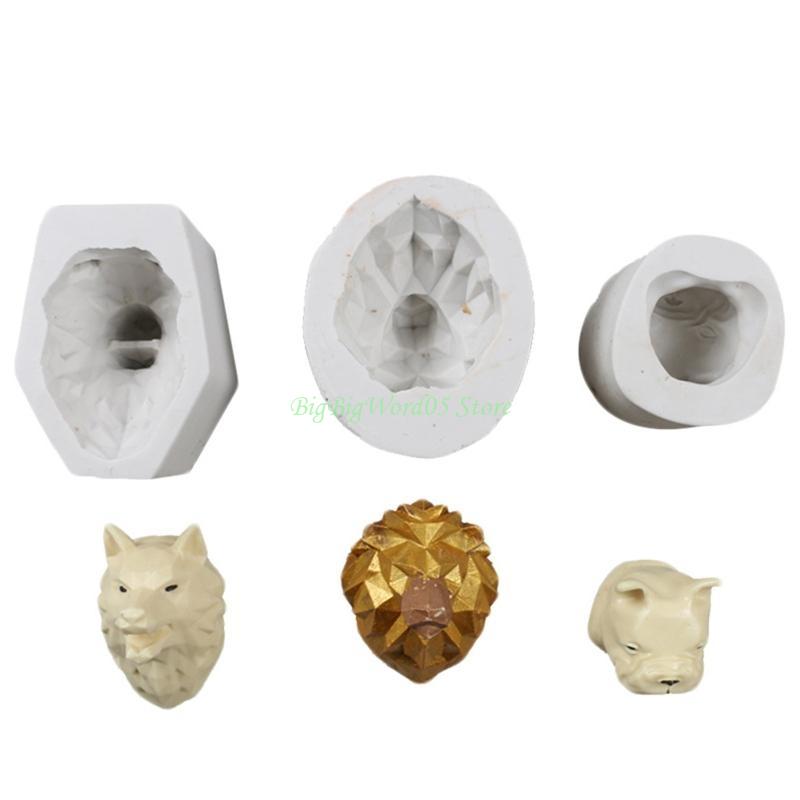 24TE 3D Wolf Dog Lion for Head Chocolate Candy Mold Polymer Craft DIY M
