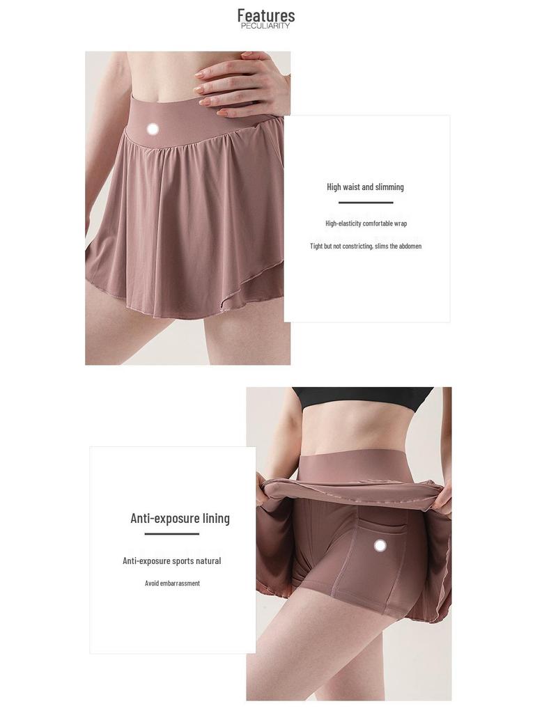 Damen Schnelltrocknender Sportrock: Anti-Exposition Tennis-, Badminton-, Lauf-, Yoga-Skort