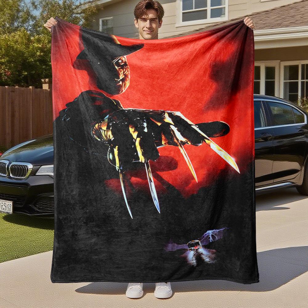 1pc Freddy Krueger, Nightmare on Elm Street, Horror  - Throw Blanket, Soft, Flannel Blankets, Living Room,  All Seasons Use-102758