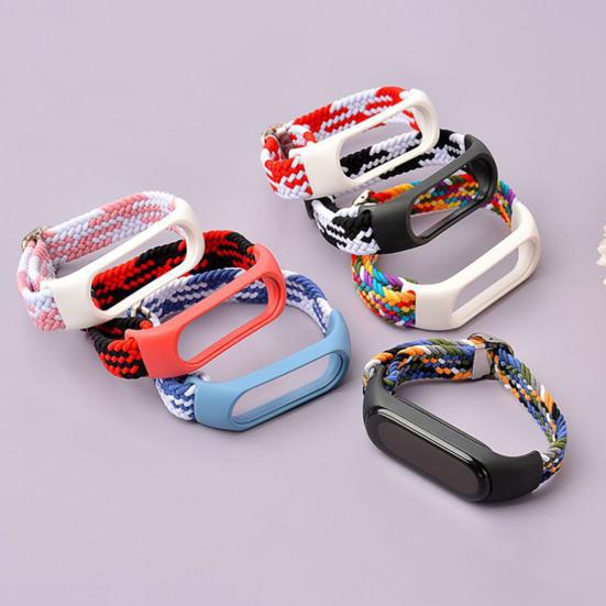 Watch Band Elastic Adjustable Nylon Braided 14mm Bracelet Strap Wristband for Xiaomi Mi Band 3/4/5/6/NFC