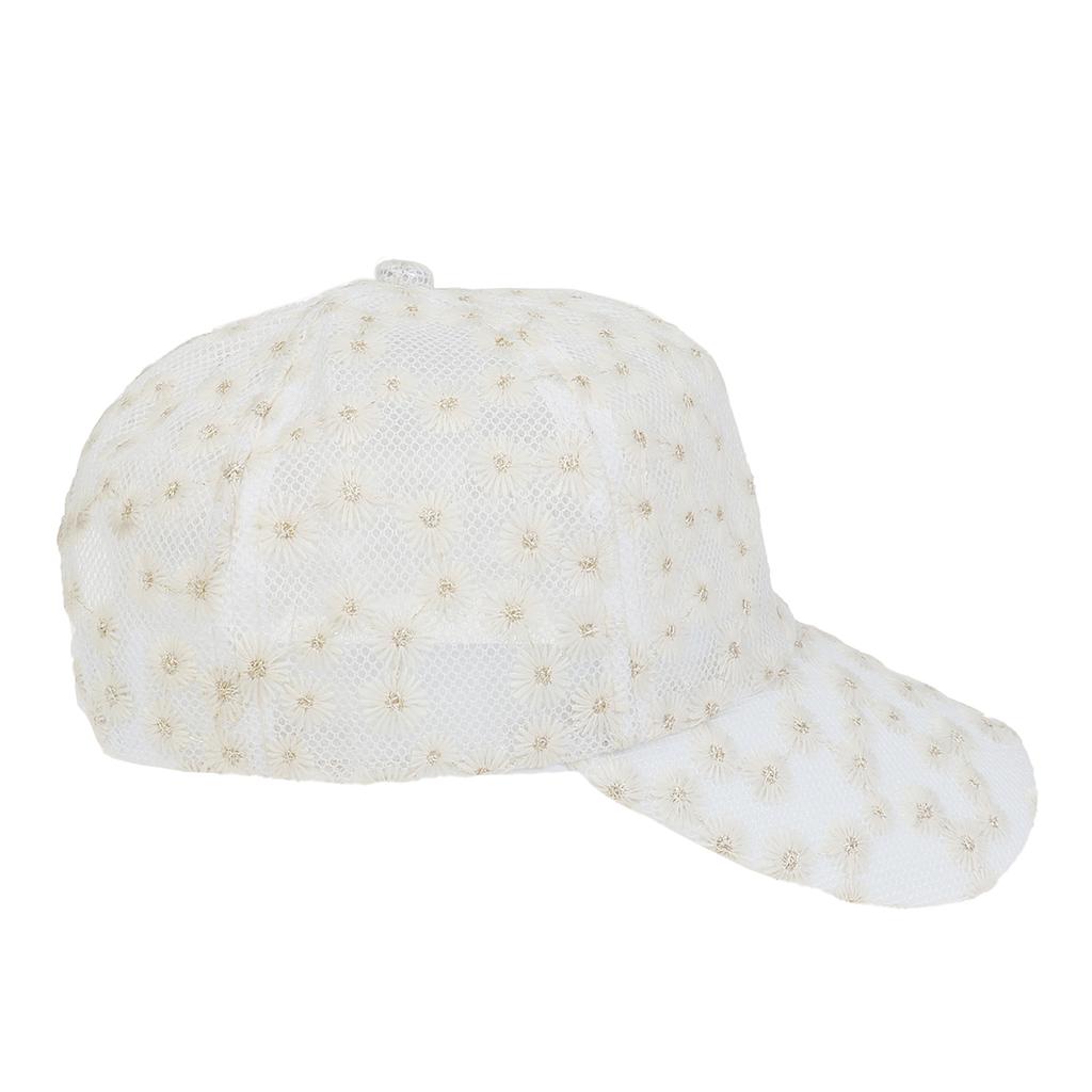 Cute Daisy Embroidery Mesh Baseball Cap, Ladies Hollow Net Adjustable Sun Hat Outdoor Visor Cap