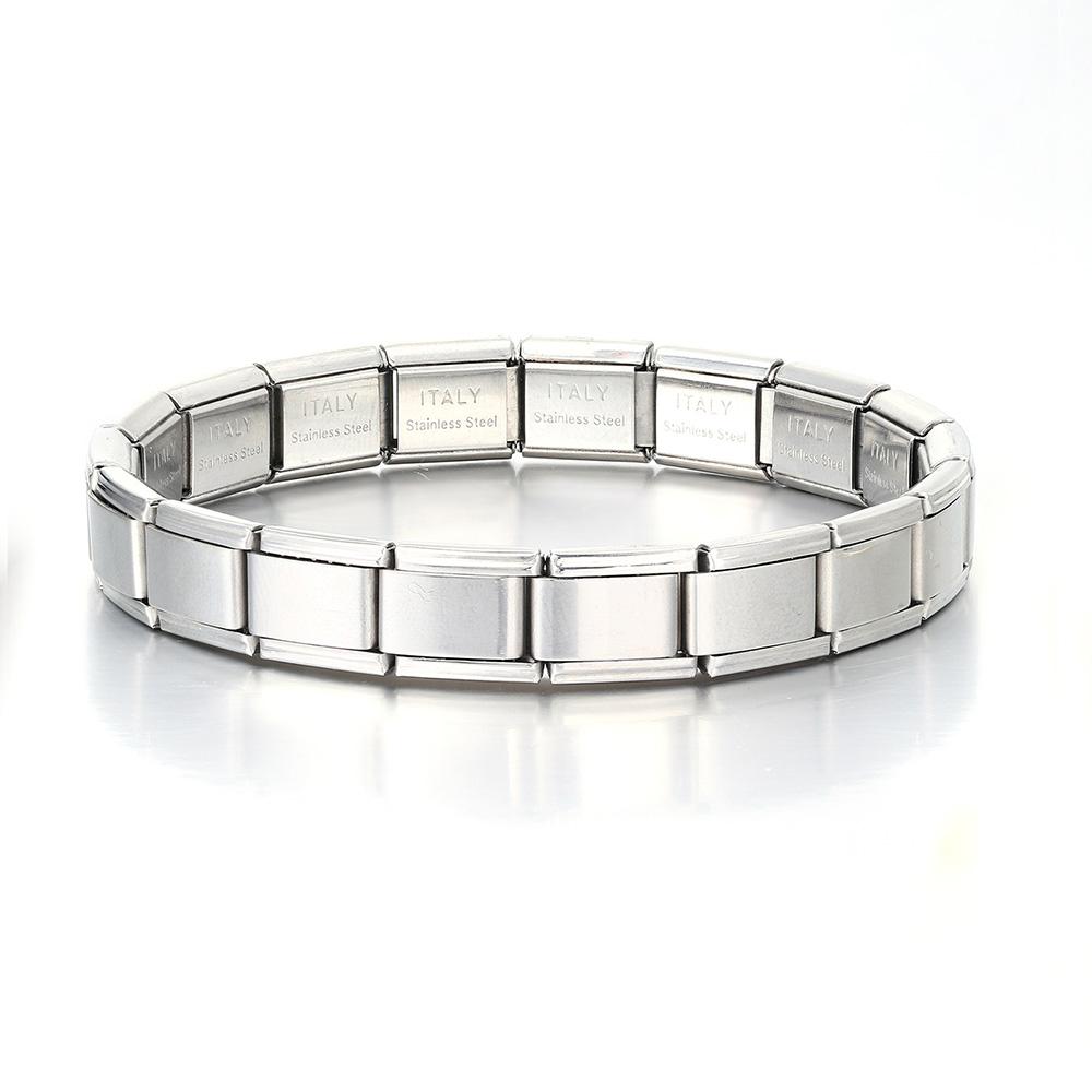 Braccialetti Charm Italiani Fai da Te Catena di Base Bracciale in Acciaio Inossidabile Moduli Assemblati Versatili Regalo Ideale 9mm Universale Dropshipping