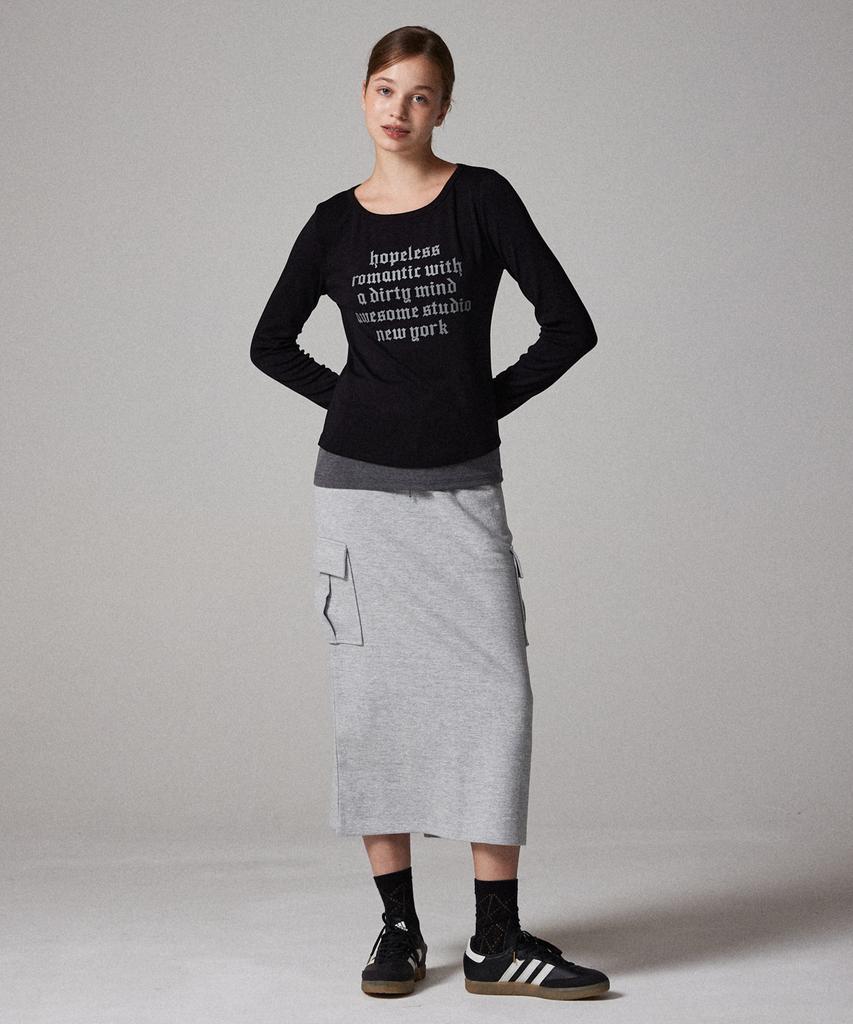 AWESOME STUDIO Cargo Sweat Long Skirt Melange Grey
