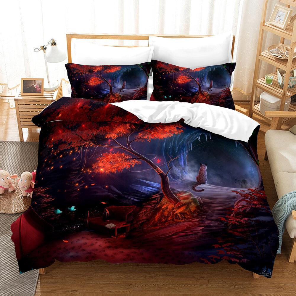 Dream Landscape 3D Digital Printing Three-Piece Quilt Cover Sheet Kit