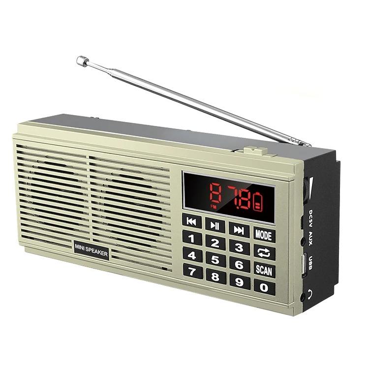 HIFI Bass Stereo Portable AM/FM Radio L-518 with TF USB AUX LED Display 2*1200mAh Rechargeable Battery