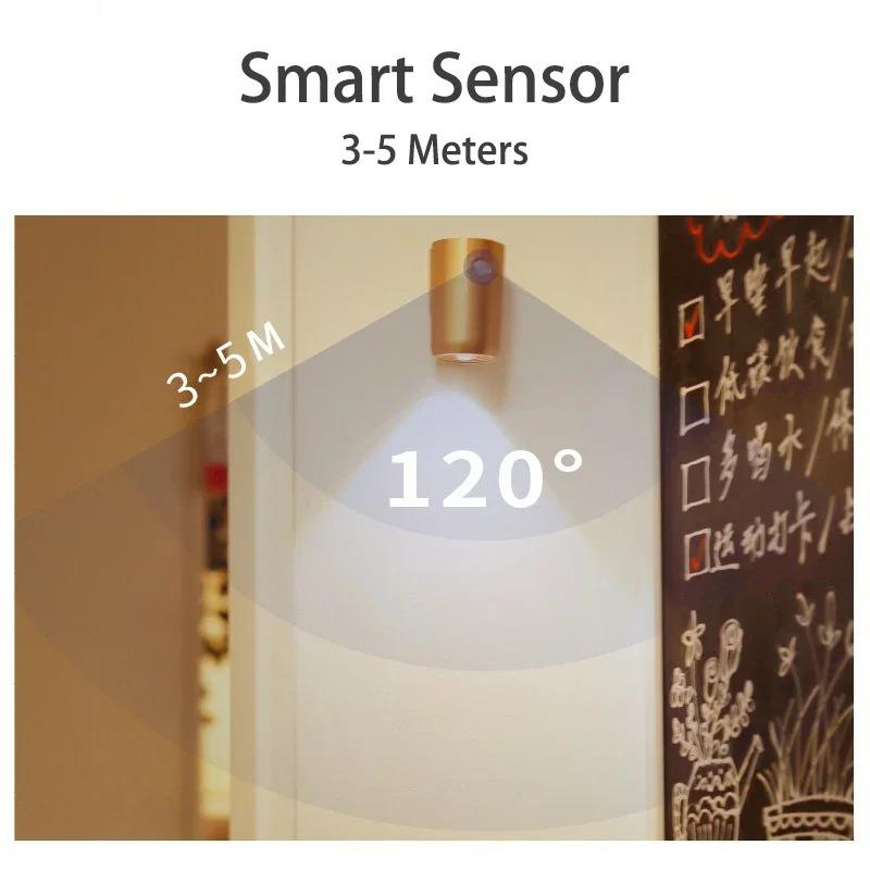 LED Motion Sensor Wall Light Magnetic Mounted USB Rechargeable Night Lamp Dimmable Ambient Lighting for Hallway Stairs Bedroom