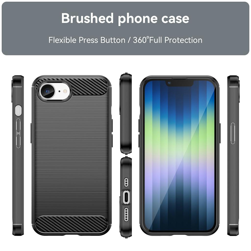 For iPhone 16e Case Protective Phone Cover Carbon Fiber Texture Brushed