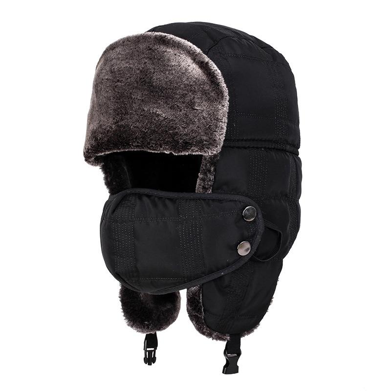 

Winter quilting embroidery women s faded wool piled thickened warm cotton hat outdoor travel ear protection cold hat one size fits all чорний