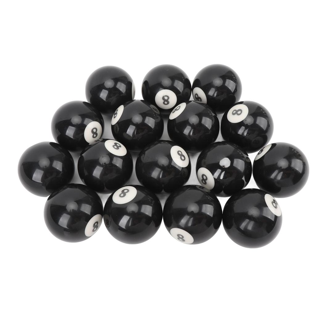 16 Stück Pool Eight Ball 2,3 Zoll Durchmesser Schwarz Harz Billard 8 Ball Ersatz für Billardzimmer Spiel
