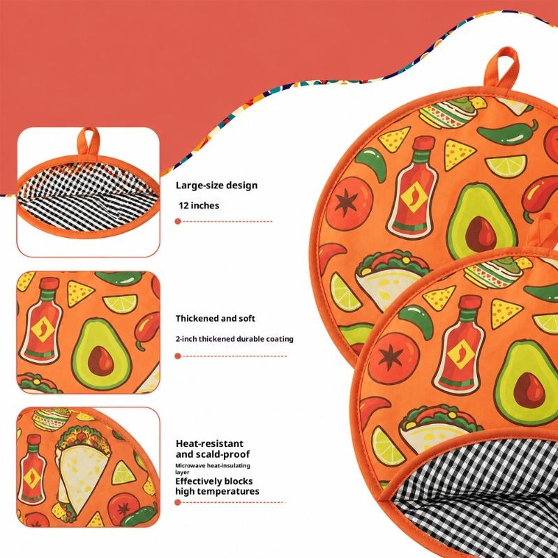 Tragbare Tortilla-Wärmetasche Rund Wiederverwendbar Burrito Stofftasche Hitzebeständig Mit Griff Pfannkuchen Thermotasche Mikrowelle
