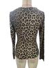 Leopard Print Cutout Round Neck Bodycon Long Sleeve Women's T-shirt (2025 Edition)