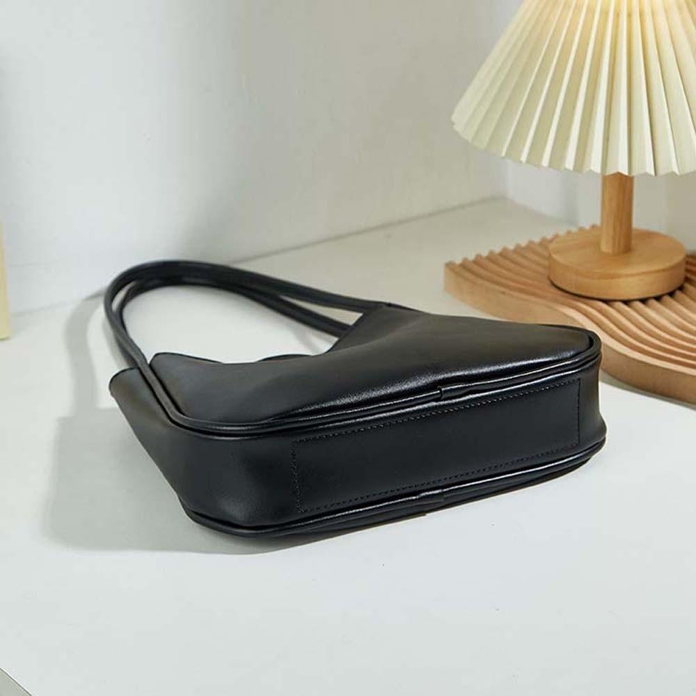 Anti-splash Water Solid Color Handbag Elegant French Underarm Bag Shopping Soft PU Tote Bag  Party