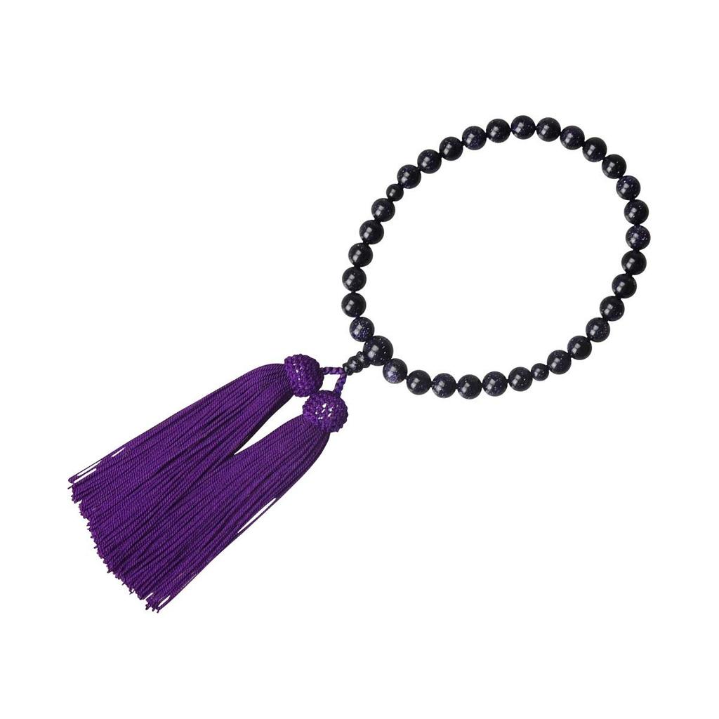 Women's Buddhist Prayer Beads, Informal, Kyoto Style, Suitable for All Sects, Purple Goldstone, Silk Tassel