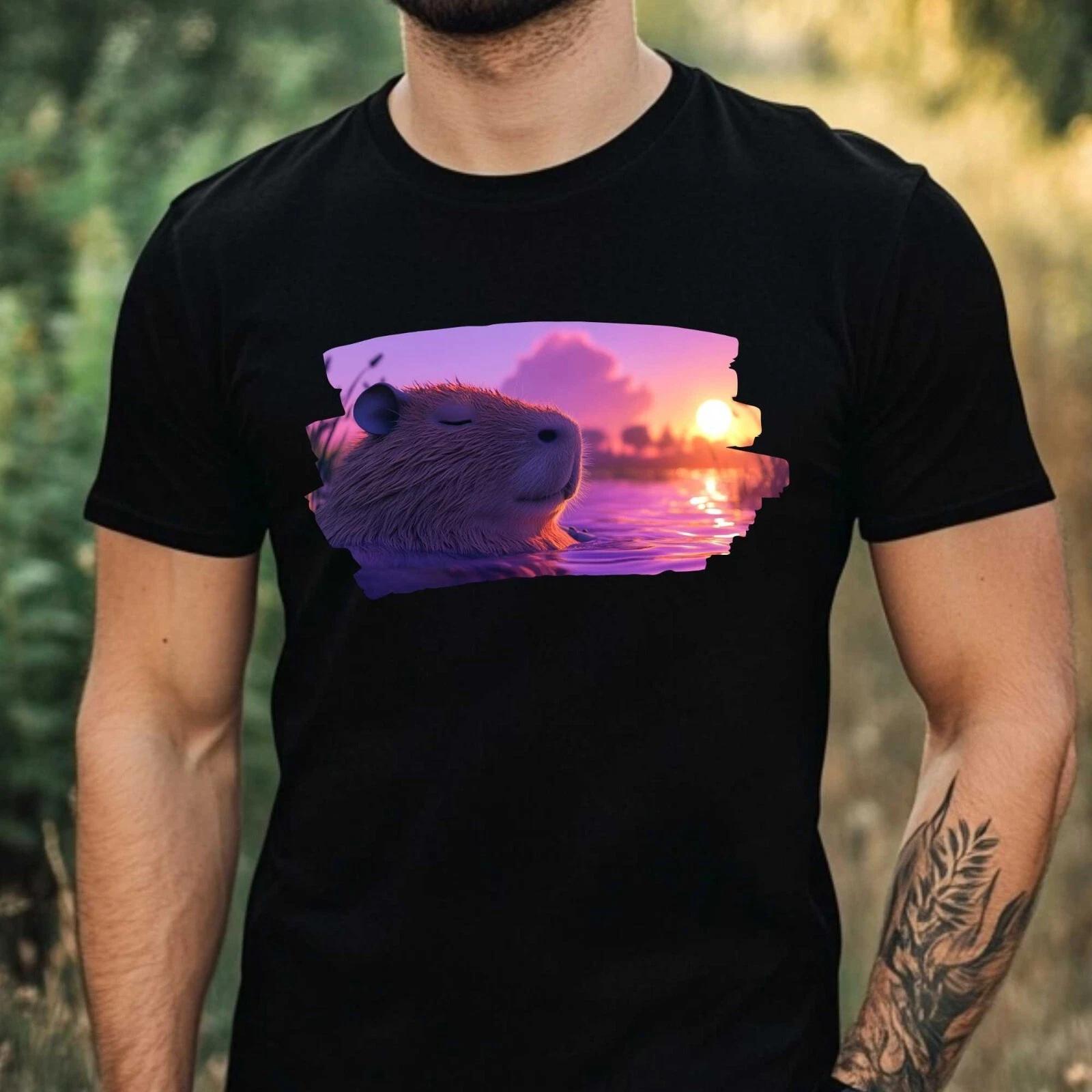 T-Shirt Herren Capybara Motiv Baumwolle Größe XS bis 5XL M