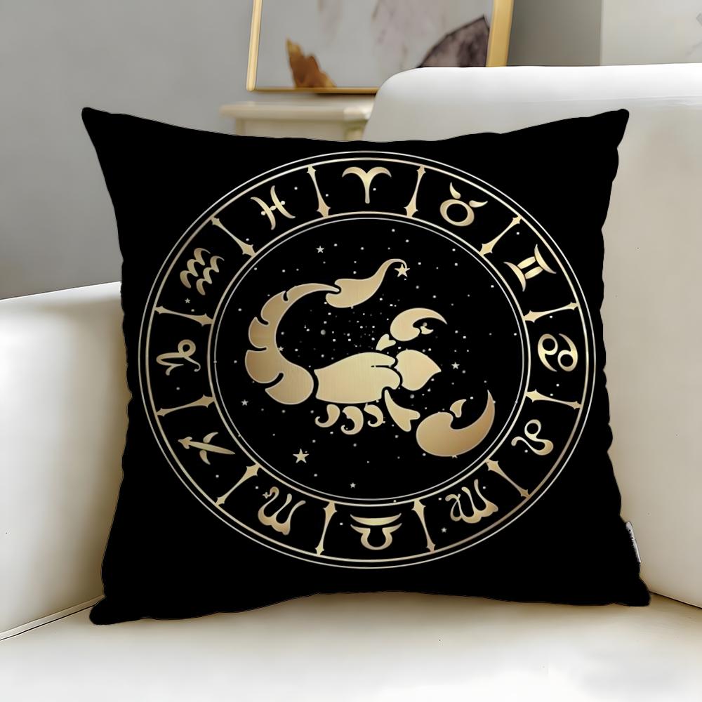 classic theme Twelve Constellation Cushion Cover Soft & Easy-Wash Pillow Case – Versatile for Couch, Bed, Travel and Office