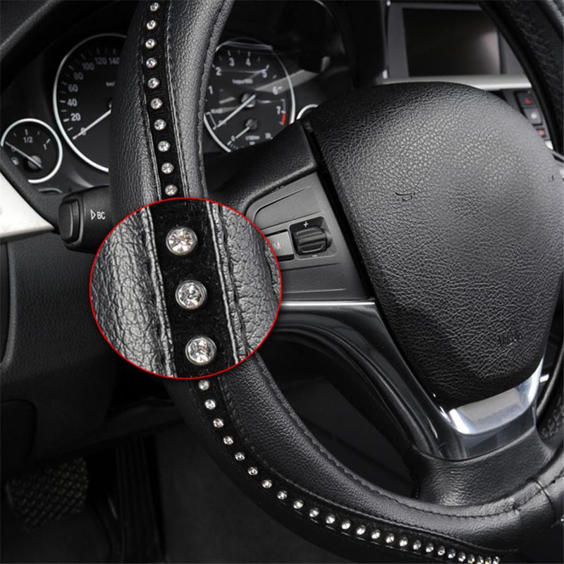Universal 15" PU Leather Bling Steering Wheel Cover