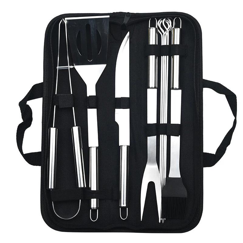 Tragbares Grillwerkzeug-Set für den Außenbereich, Grillset, Grillset, Spatel, Clip, Spieß mit Stoffbeutel zur Aufbewahrung, Grillwerkzeuge
