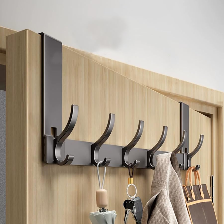 Over The Door Hooks 12-Hook Door Hanger Organizer for Bathroom & Bedroom Heavy Duty Over Door Towel Rack Coat Hat Bag Hanger with Rust-Resistant Hooks