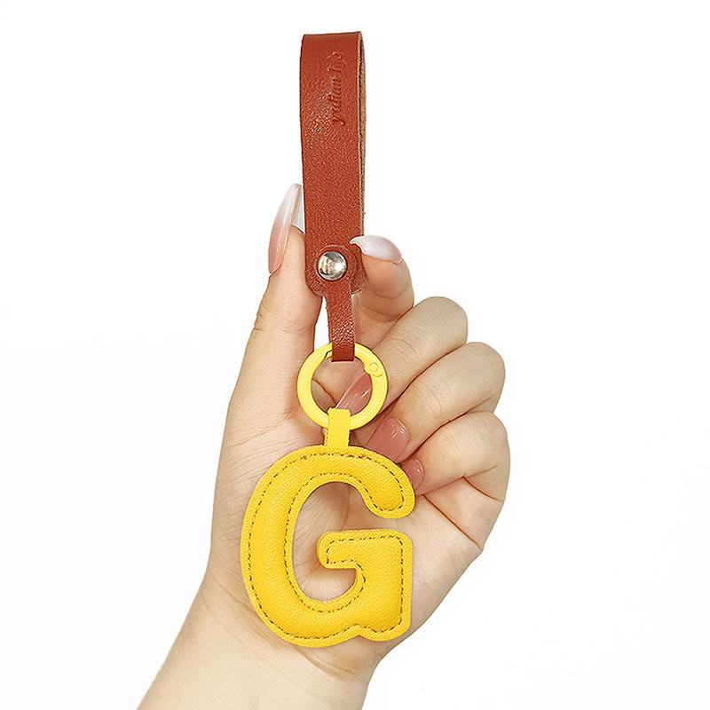 Breloc cu literă inițială din piele Pu de la A la Z pentru femei, culoare bomboană, geantă simplă, pandantiv pentru telefon, breloc pentru chei, bijuterii, cadouri