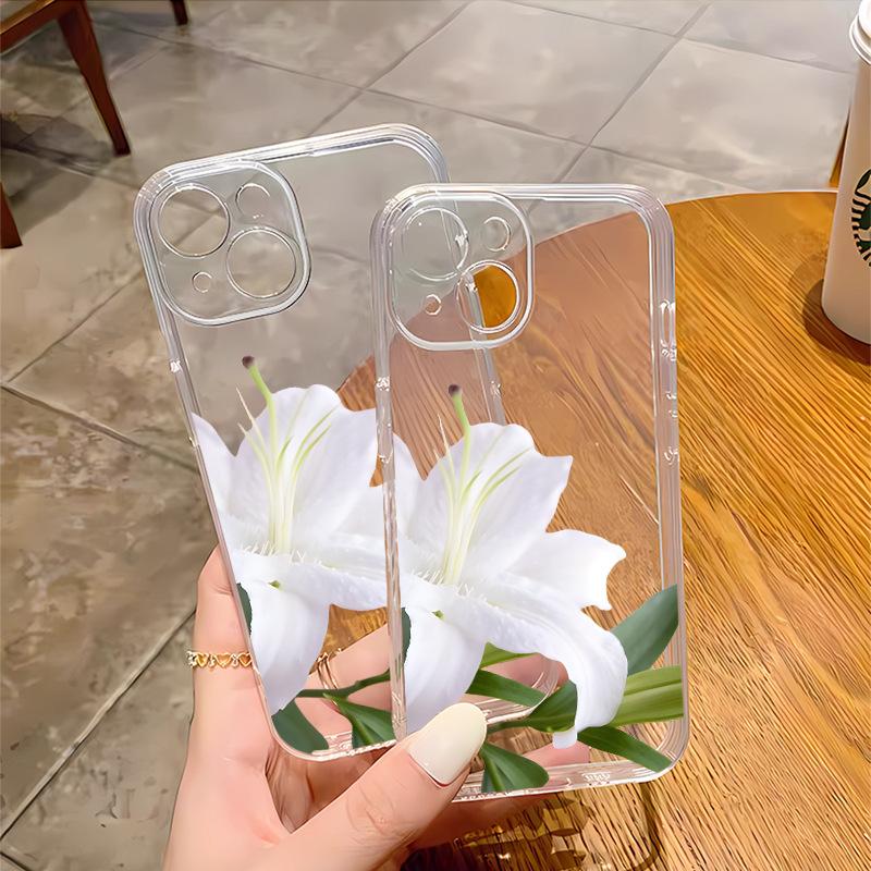 Lily Mobile Phone Case Is Suitable for Iphone12 Simple Small Fresh Transparent Case Apple 17promax All-inclusive Anti-drop.
