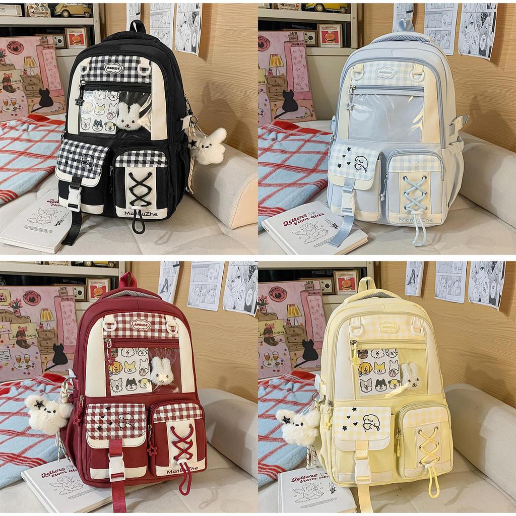 Cartoon Girls Backpack With Nylon Material And Padded Shoulder Straps For School Use