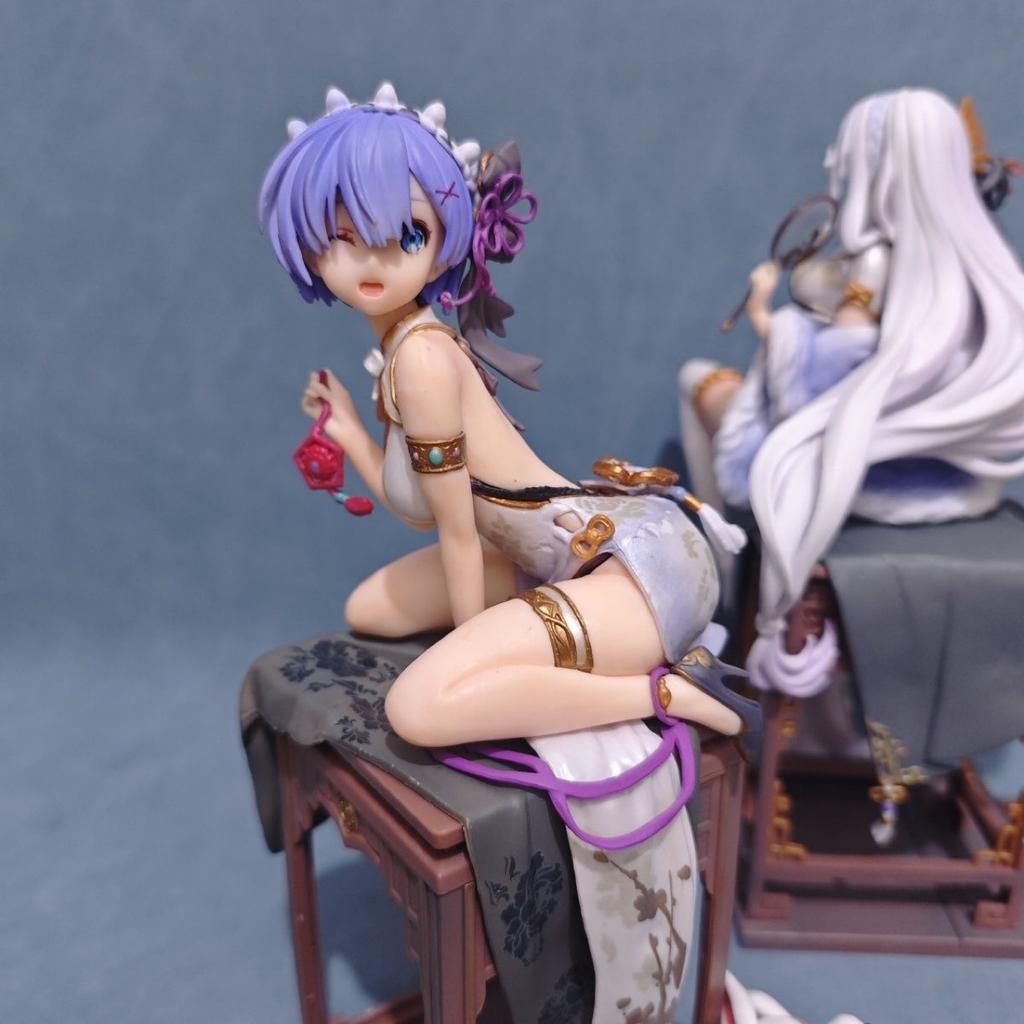 Re : Zero Starting Life In Another World Rem Emilia Chinese Cheongsam Anime Action Figure Ornament Desktop Decor Otaku Boy Gifts