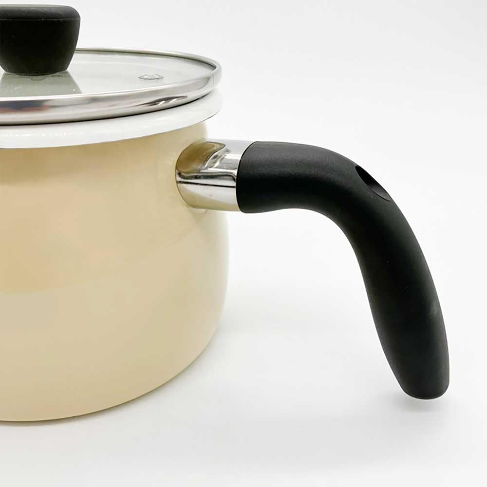 Bestco Multi Pot Single Pot Enamel IH Cream with Glass Lid Carino Anything Pot 2.0L NQ-0115