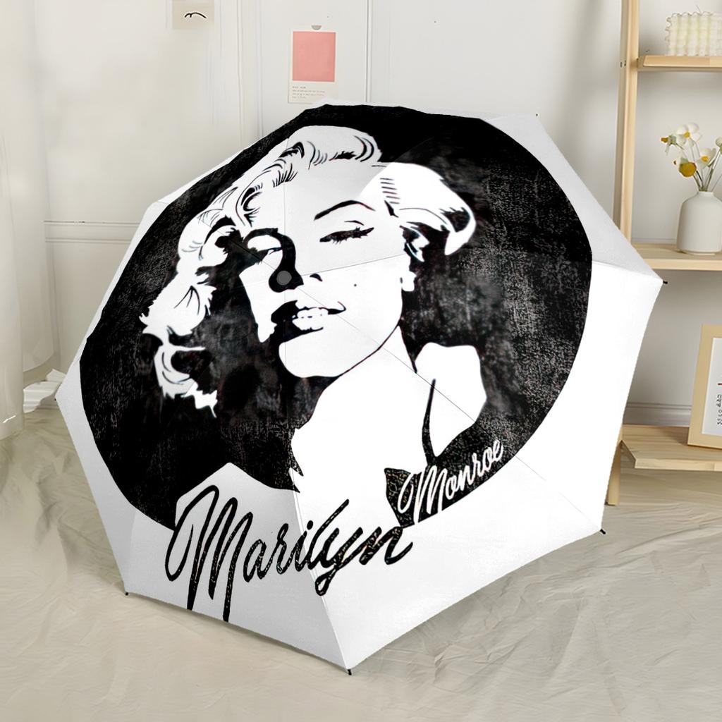Marilyn Monroe Iconic Style Portable Automatic Umbrella Compact & Durable 8-Rib Design Sturdy Construction Travel Essential Compact Folding Umbrella