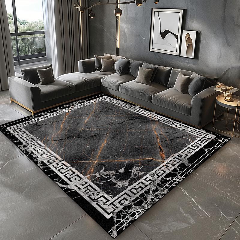 Black Marble Carpet Living Room Luxury Decoration Home Sofa Washable Large Rugs 200x300 Bedroom Non-slip Short Velvet Floor Mats