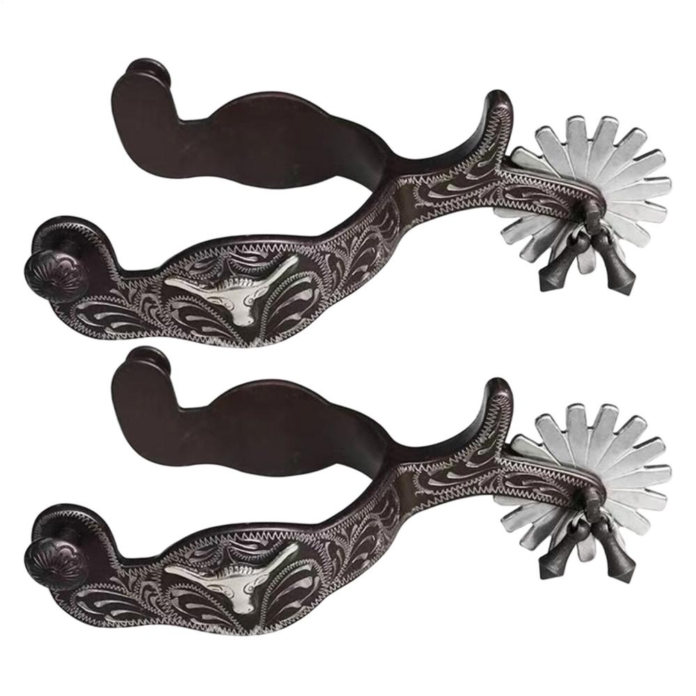 

1 pair Western Horse Spurs Equestrian Classic Western-style horse riding Boot Spurs with wheel for Equestrian Training Riders