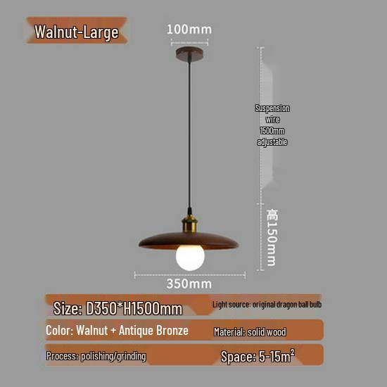 Nordic Retro Solid Wood Chandelier: Homestay, Bedroom, Bedside, Teahouse, Study, Bar Light