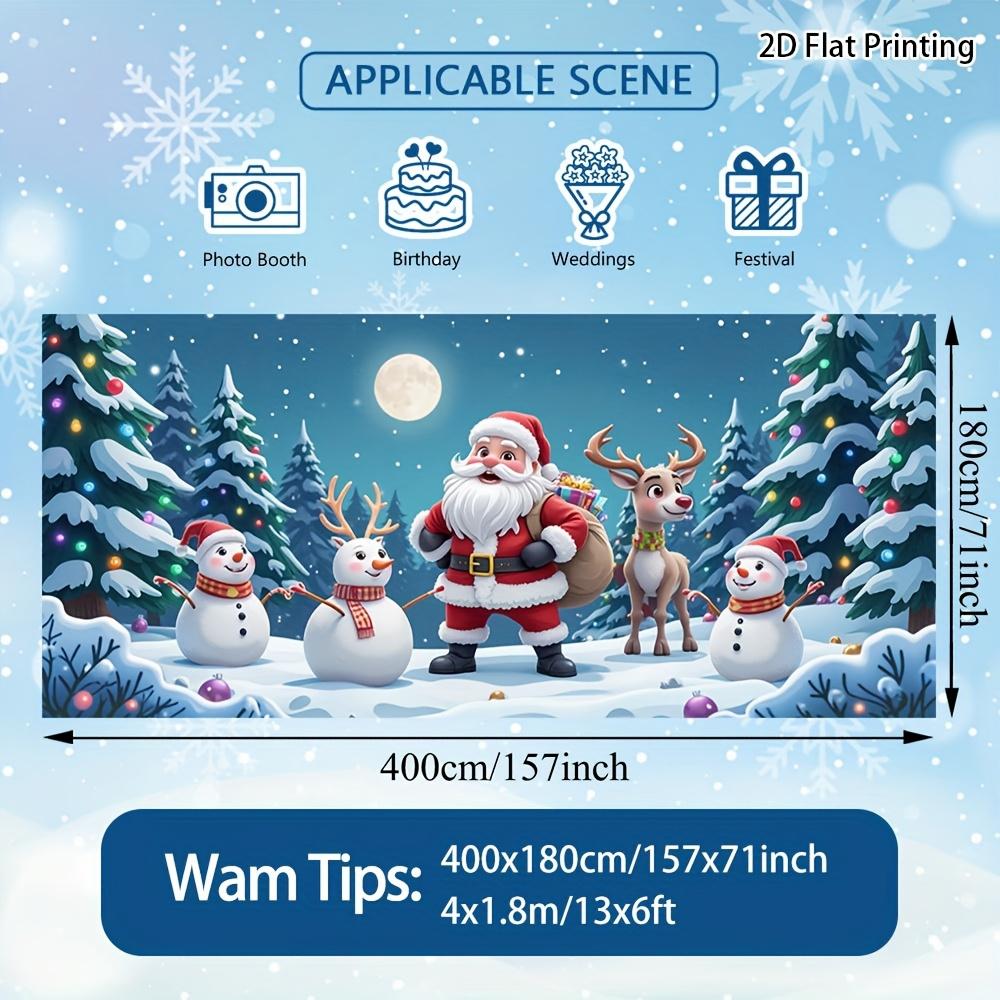 2D Door Banner, 1pc Large Santa Claus Reindeer Snow Garage Door Banner - Winter Scene Decoration with Sleigh and Reindeer Doors