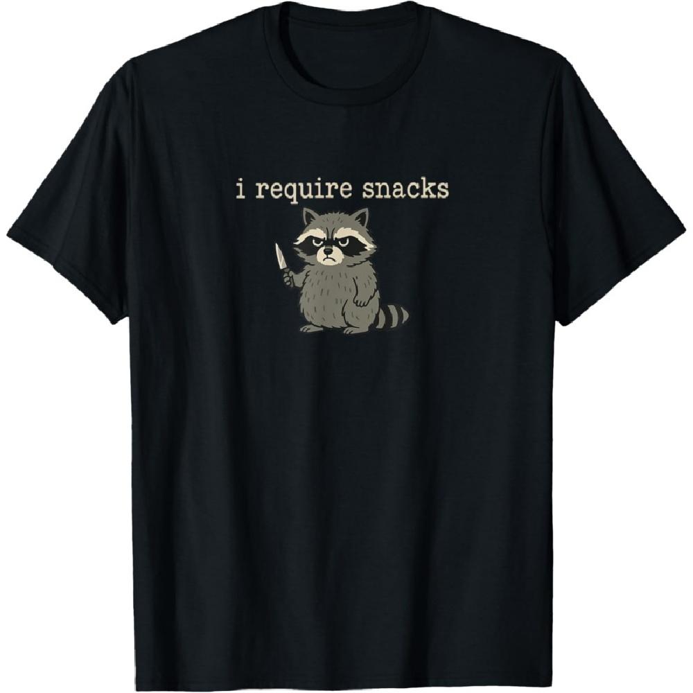 Funny Raccoon, I Require Snacks T-Shirt S