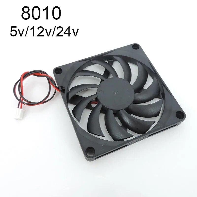 8cm 8010 DC 5V 12V 24V wentylator chłodzący bezszczotkowy do części drukarki 3D Reprap DC Cooler 80 x 80 x 10mm plastikowy wentylator 2pin