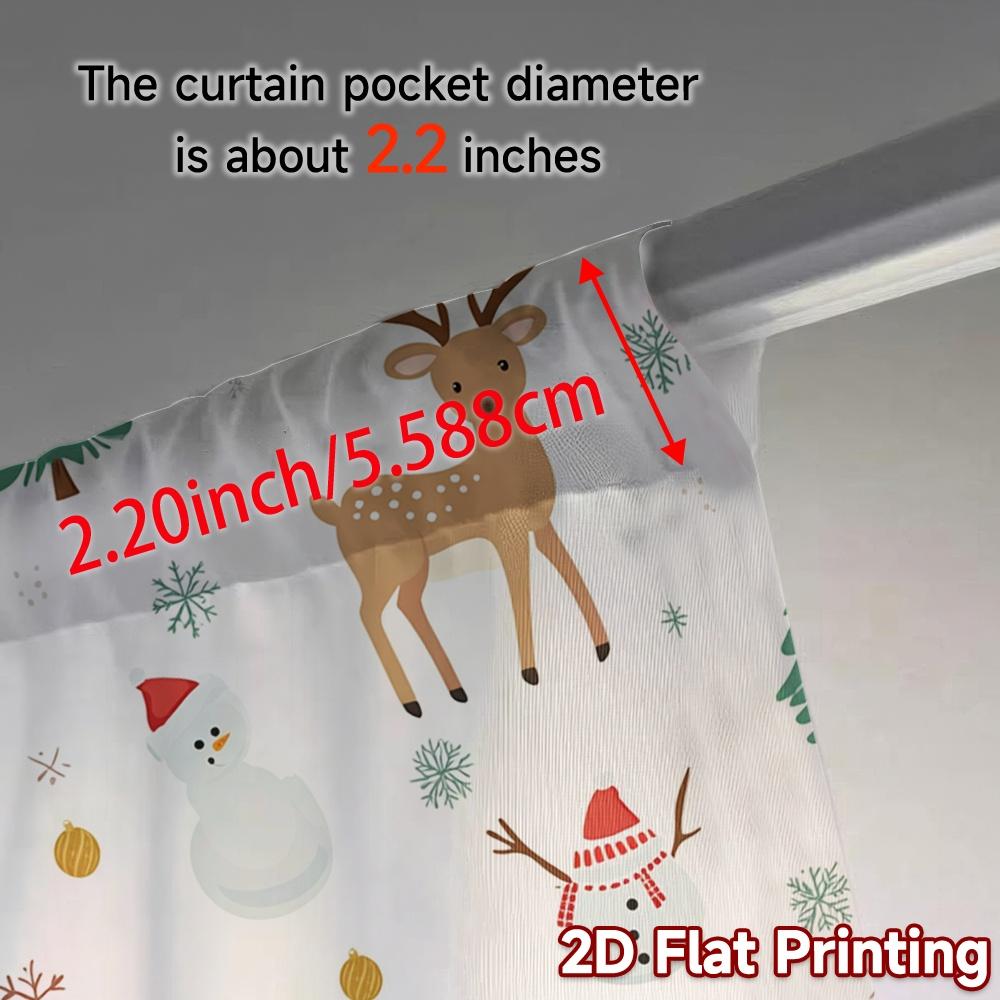 2pcs,Curtains Cute Reindeer Snowman Christmas Chic Light Filtering Curtains Versatile Polyester Fabric Curtains Outdoor
