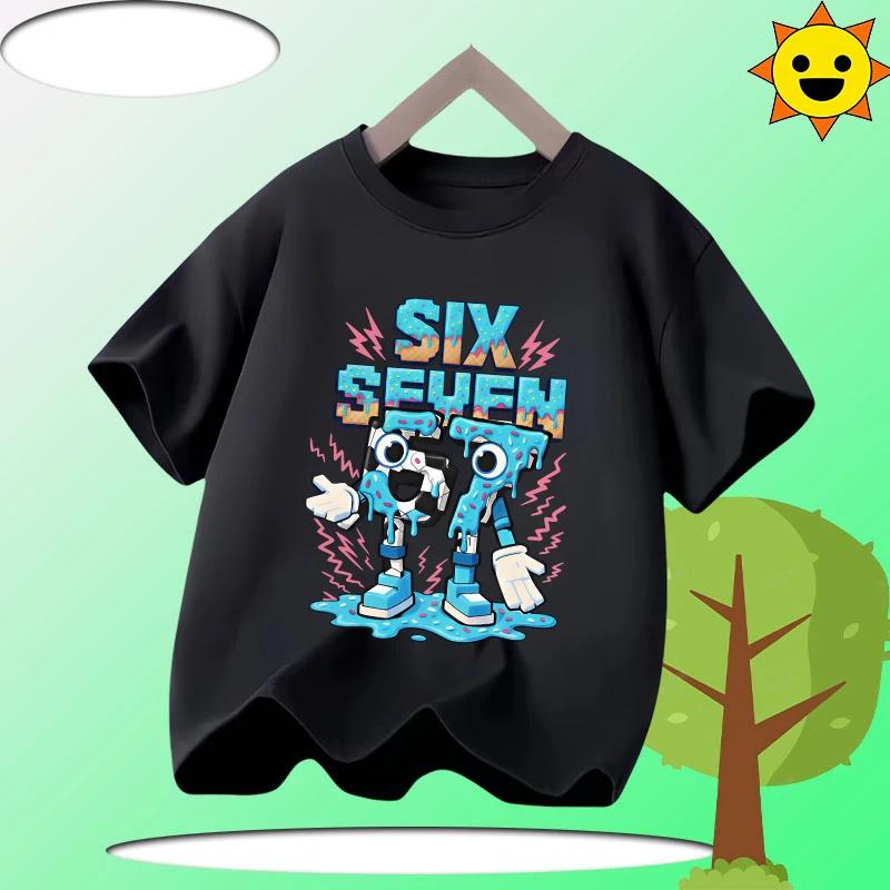 67 Six Seven Italian Brain Rot Math Joke T-Shirt Funny Casual Short Sleeve Round Neck Tops Summer Comfortable Children's T-Shirt