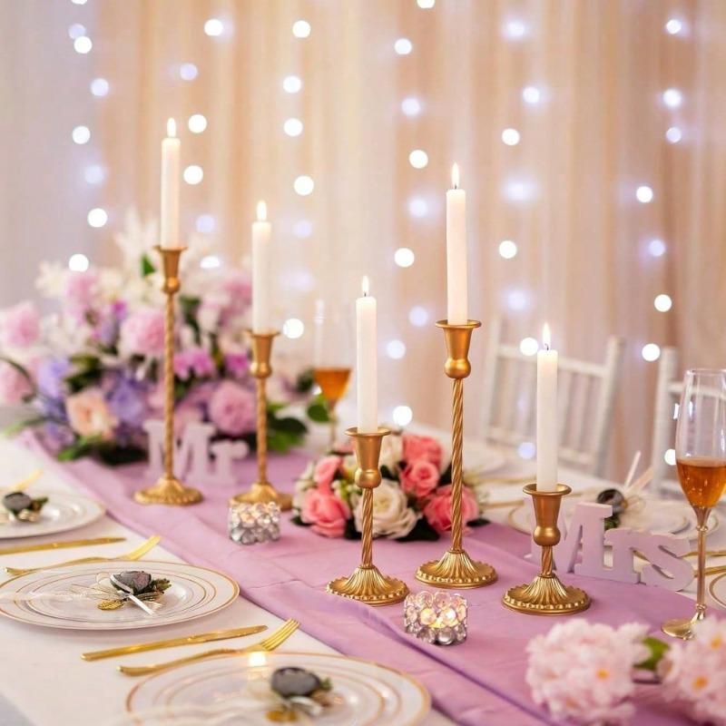 Metal Candle Holder Iron Art Candlestick for Dining Table Wedding Romantic Decor Finish for Home and Office Party Ornaments