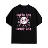 Women's Earth Day Every Day T-Shirt Black Short Sleeve Round Neck Casual Top with Print, Regular Fit for Spring Summer Casual Attire & Urban Style
