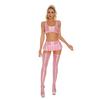 Ensemble Crop Top Brillant Mini-Jupe Bas Cuisse Vêtements de Club Lingerie pour Femme