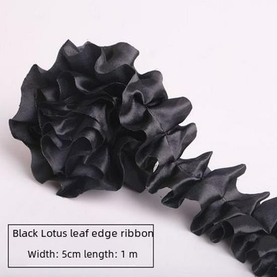 5cm Wide X 1m Long White Lotus Pleated Polyester Ribbon for Cake Decoration