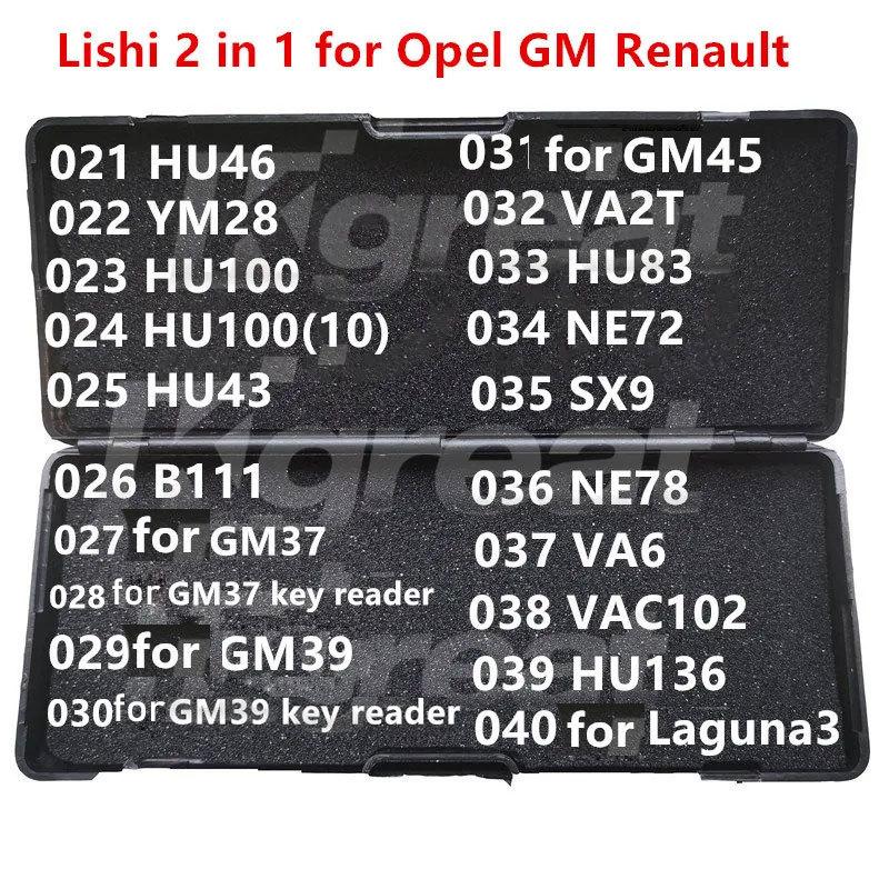 

021-040 Lishi 2 in 1 HU46 YM28 HU100 HU43 B111 for GM37 GM39 GM45 VA2T HU83 NE72 SX9 NE78 VA6 VAC102 HU136 for Laguna3 Opel GM 021 HU46