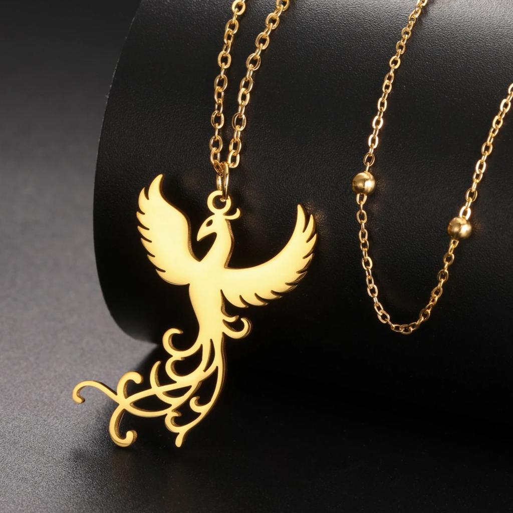 LIKGREAT Stainless Steel Phoenix Bird Firebird Necklace for Women Men Nature Animal Totem Choker Pendants Charm Jewelry Gift New