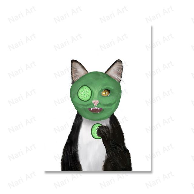 

Интересный кот в спа-салоне в ванной комнате с принтом маски и плакатом, настенным искусством, холстом для любителей животных 21cm×30cm NoFrame