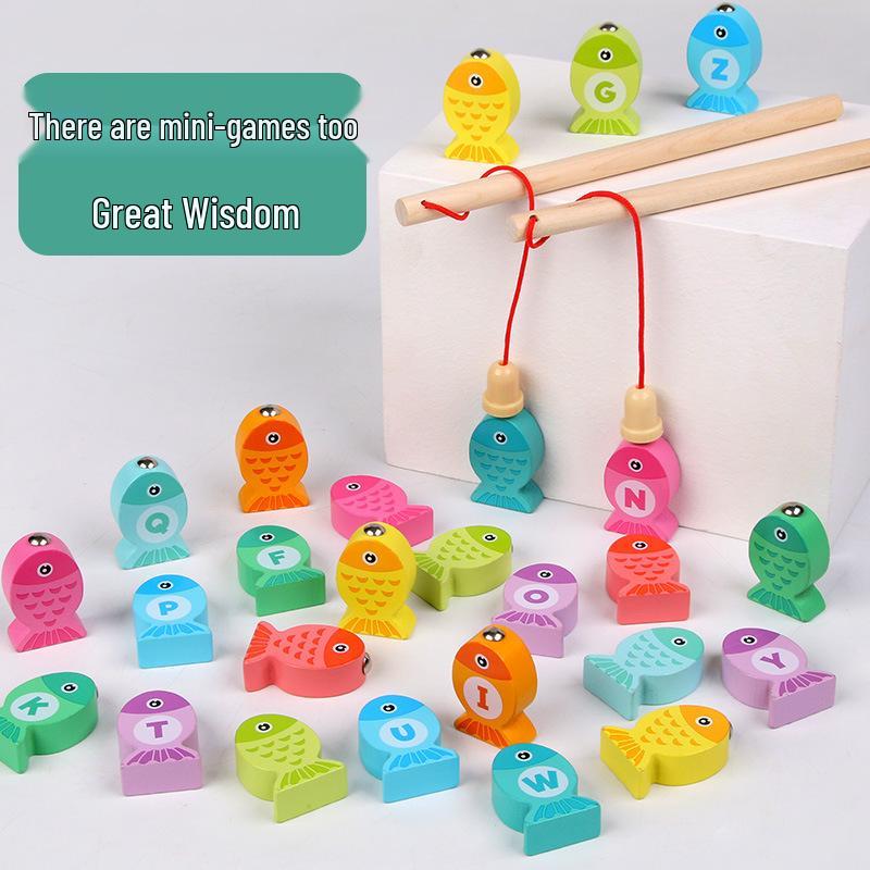 Wooden Alphabet & Number Fishing Toy for Early Childhood Education (Ages 2-3)