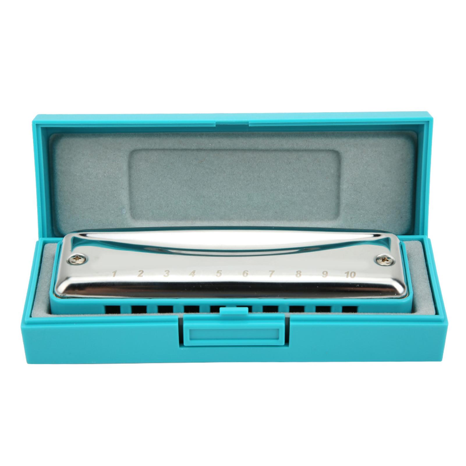 

Блюзовая губная гармошка 10 отверстий, тональность B, портативная, для начинающих, подарок, глянцевая, водонепроницаемая(синий ) синий