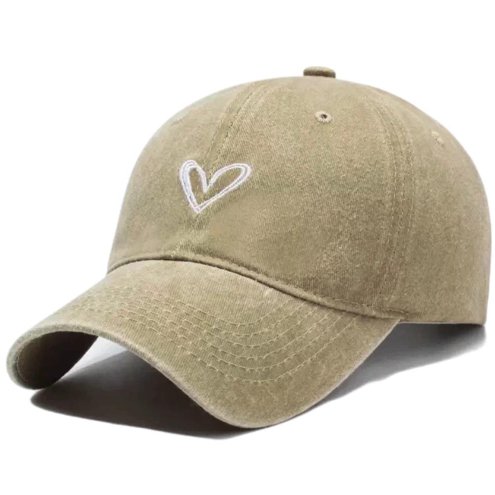 Vintage Heart Love Cap Baseball Washed Women'S New Brand Latest Fresh Hats Casual Adjustable Sun Shade Cap For Woman Streetwear Outdoor Dad Hat