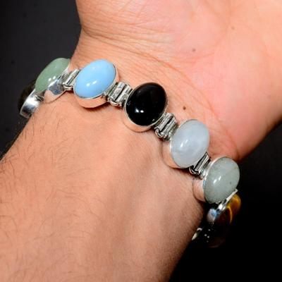 Veelkleurige Natuurlijke Armband, 925 Sterling Zilveren Armband, Bruiloftsarmband, Jubileumcadeaus, Cadeaus Voor Haar, Sieraden Voor Vrouwen Cadeaus