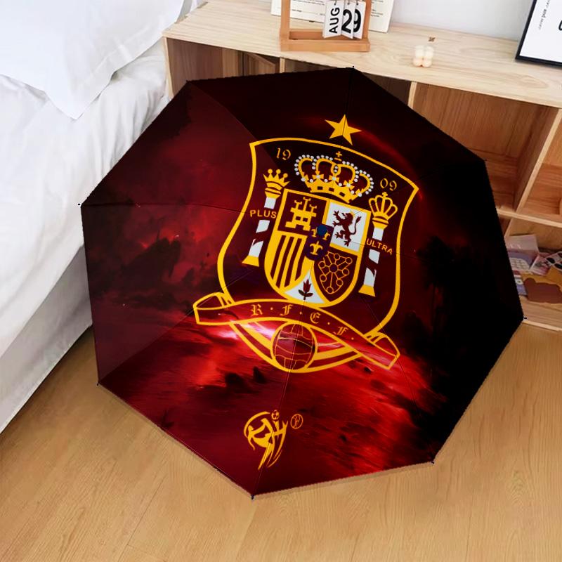1PC Spain's Royal Emblem Printed Umbrella Folding umbrella, automatic umbrella 8-Frame for Travel, camping Fan gifts Christmas Gifts