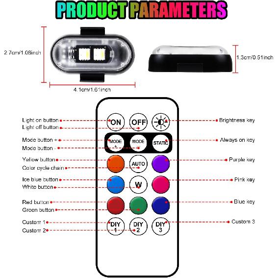 Wireless LED Lights for Car, Wireless Rock Lights with 8 Colors 10 Modes,Led Strobe Warning Light, Motorcycles, Boats, Camping, Bikes,