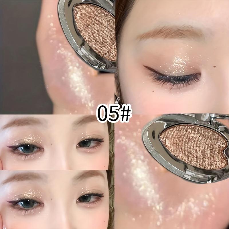Metallic Glitter Heart Monochrome Eyeshadow Palette, Waterproof & Sweatproof, Soft Blend Formula, Suitable for Music Festivals, Stage Performances